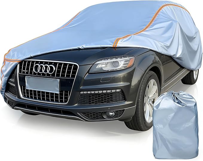 INTISAM Car Cover Waterproof All Weather 5 S Quick Install for Toyota Highlander,Ford Explorer,Jeep Grand Cherokee,Honda Pilot Automobiles Universal Fit SUV/MPV Length 191-201 Inch 6-Layer 500D Cover