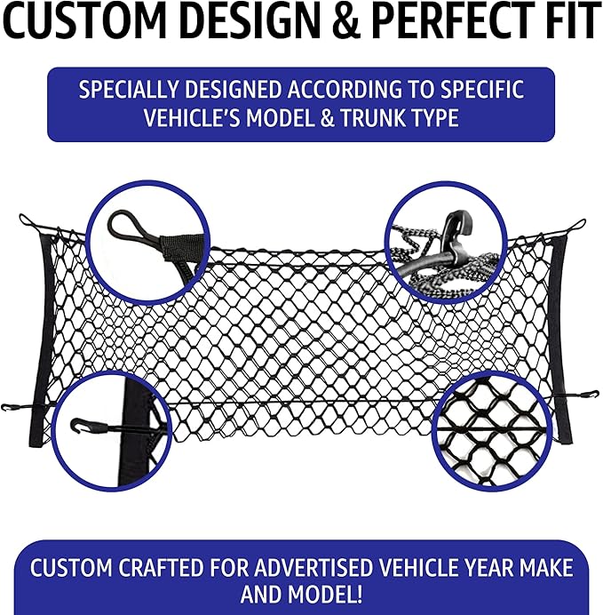 Envelope Style Trunk Mesh Cargo Net for Ford Explorer Base ST XLT 2020-2024 - Car Accessories - Premium Trunk Organizers and Storage - Cargo Net for SUV - Vehicle Carrier Organizer for Ford Explorer