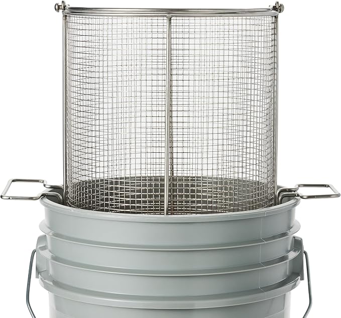 Dip N’ Drain – Stainless Steel Part Cleaning Strainer Basket for 5-Gallon Buckets (Bucket Not Included) | 1/4″ Mesh, Swing Handle, Great for Mechanics, Auto Parts, Garage, Shop & Home Cleaning