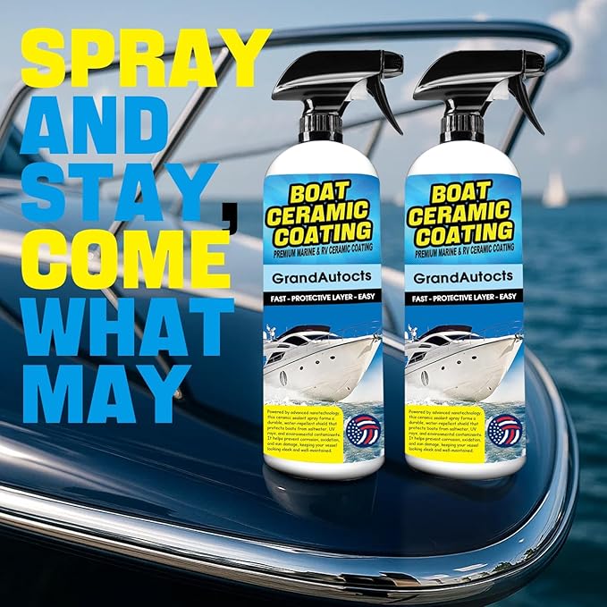 Marine Ceramic Coating For Boats - Rv Wax With Uv Protection For Fiberglass | Uv Damage Protection & Surface Enhancement | Boat Spray Wax， Boat Cleaner, Boat Accessories (2Pcs)