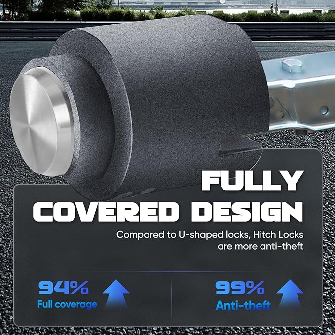 Trailer Lock for 1-7/8", 2",2-5/16" & Bulldog Couplers, Heavy-Duty Hardened Steel Trailer Tongue Locks with Fully Covered Anti-Theft Design (Silvery)