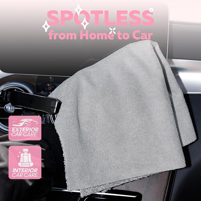 Fantasticlean Tear-Away Microfiber Cleaning Cloth Roll, 12'' by 12''- 36 Sheets, Thick & Large Detailing Towels, Ultra Absorbent, Lint-Free Reusable Wipes for Home, Car or Outdoor (Glossy Grey)