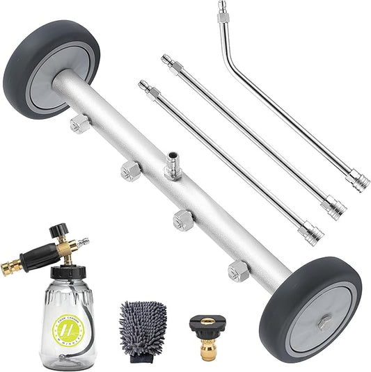 M MINGLE Undercarriage Pressure Washer Attachment, 16 Inch Powerful Under Car Washer with Foam Cannon and Car Wash Mitt, 4000 PSI