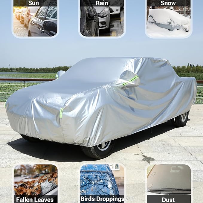 Tecoom Truck Cover Waterproof All Weather, Heavy Duty Pickup Cover Universal Fit for Ford F150, Toyota Tundra, Ram 1500, Chevy Silverado, Gmc Sierra 1500, Full Size Truck Length Up to 212"