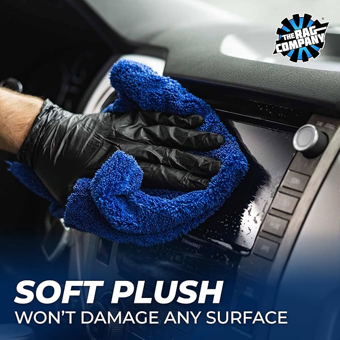 The Rag Company - Creature Edgeless Auto Detailing Towels (10-Pack) Professional 70/30 Blend, Dual-Pile Plush Microfiber, Buffing & Polishing, 420gsm, 16in x 16in, Royal Blue
