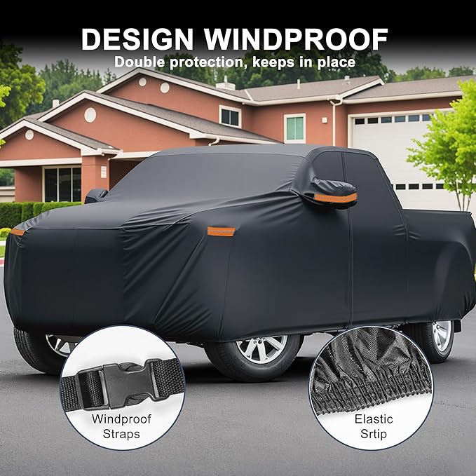 X AUTOHAUX Car Cover for Hyundai Santa Cruz 2021-2025 Aluminum Film Outdoor Waterproof Sun Rain Snow Hail Protection with Driver Door Zipper