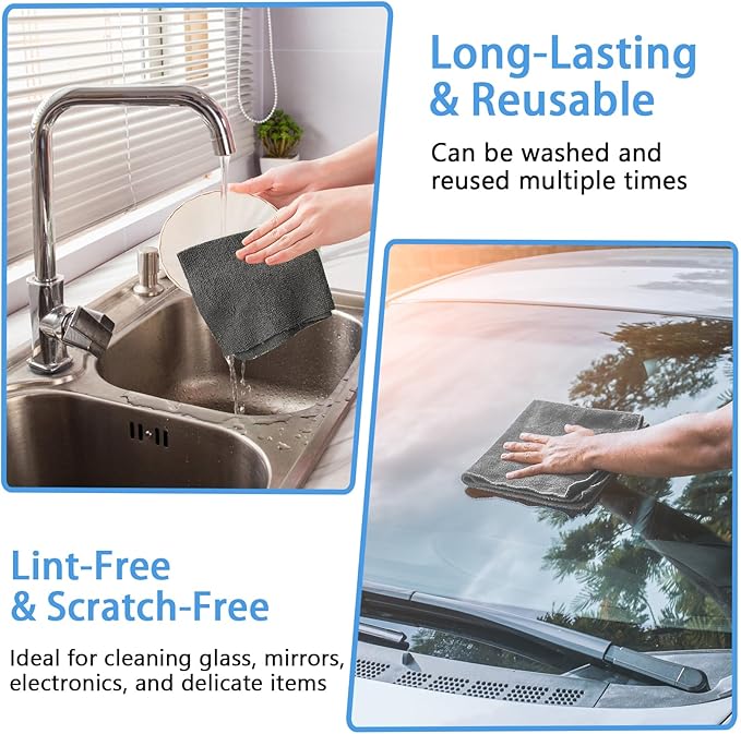 75 Pack Microfiber Cleaning Cloth Roll,Reusable Tear Away Microfiber Towels,Washable Ultra Absorbent Rags Drying Dishcloths for Car,Home,Garage or Shop(Grey)