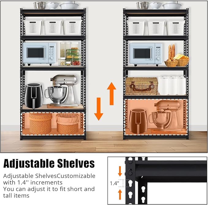 Towallmark Garage Shelving, 36 x18 x 72 Storage Shelves, Heavy Duty Storage Shelving, Durable Storage Shelves, Rust-Resistant Design, Easy Assembly