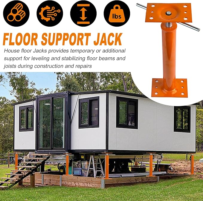 16"-21" Adjustable House Jack | 5-Ton Heavy Duty Floor Basement Jacks | House Floor Jacks Post for Beam Support, Crawl Space Shoring, Foundation Leveling & Structural Repair | Support Pole