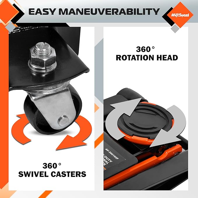 AV Steel Low Profile Floor Jack 3 Ton (6600 lbs), Heavy Duty Hydraulic Jack for Car, Heavy-Duty Floor Jack with Dual Pistons Quick Lift Pump, Car Floor Jack with Lifting Range 3-1/8'' to 19-7/8''