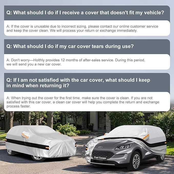 10 Layers SUV Car Cover Custom Fit for Ford Escape (2000-2026), Waterproof All Weather for Automobiles, Outdoor Full Cover Sun Dust Rain Protection with Cotton. Silver