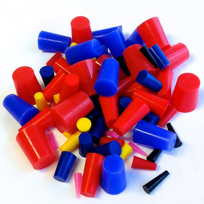 High Temp Masking Supply 160 Piece Silicone Rubber Plug and Cap Set - 1/16" to 3/4" Range - for Powder Coating, Painting, Ceramic Coating, Sealing Holes - Non-Toxic, Flexible, Reusable