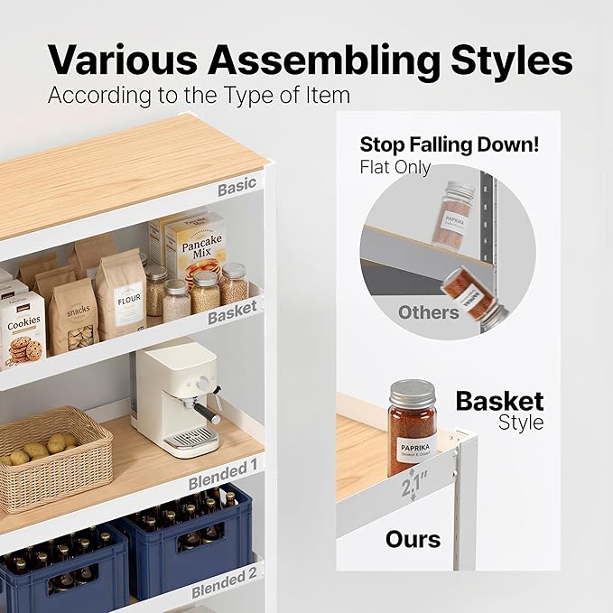 HOMEDANT House 5 Tier 24.1" W Laminated Metal Shelving Unit Adjustable Storage Utility Rack Heavy Duty Shelves Organization Multipurpose Shelf Kitchen Garage Pantry Closet 1 Pack