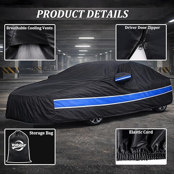 Car Cover Custom Fit Toyota Corolla,10-Layer Car Cover Waterproof All Weather,Full Exterior Cover with Cotton Lining,Sun Rain UV Dust Snow Protection with Door Zipper,Fit for Toyota Corolla 2000-2025
