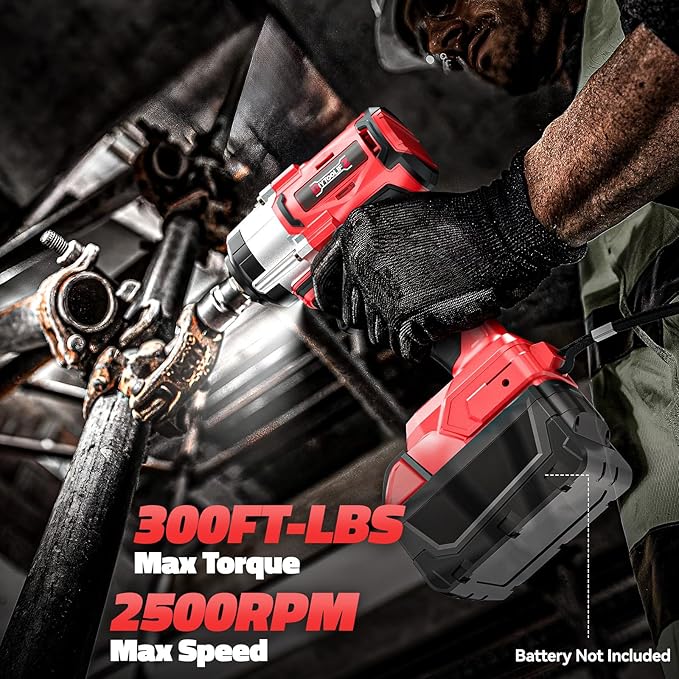Cordless Impact Wrench 1/2 inch for Milwaukee 18v Battery (Bare Tool), 300 FT-LBS(400 N.m) Brushless Impact Driver, Portable Electric Impact Gun with LED Work Light, Variable Speeds, 3-Speed Control