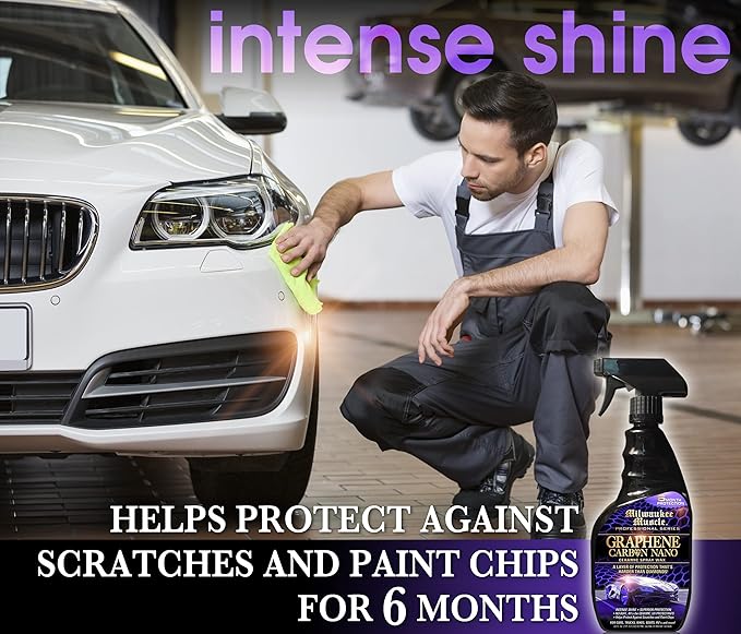 22oz Graphene Ceramic Coating Detail Spray Wax - Milwaukee Muscle - The Best Protection Against Scratches, Swirls, Paint Chips, No Buff, 6 month Protection, Insane Shine, & Stronger than Car Wax