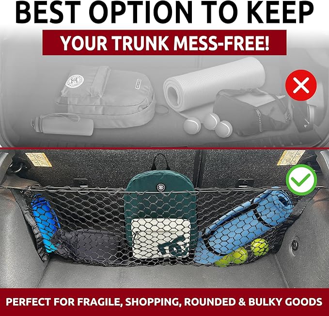 Trunk Envelope Style Cargo Net for Ford Focus Hatchback 2012 2013 2014 2015 2016 2017 2018 Black