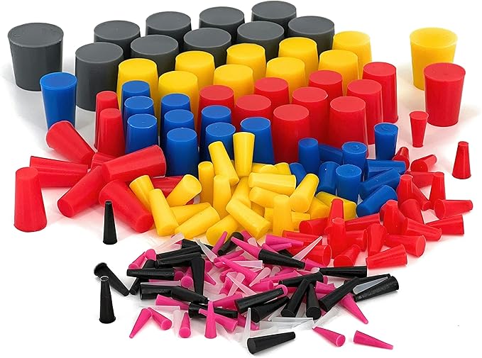 High Temp Masking Supply 235 Piece Silicone Rubber Plug Set - Sizes 1/32" to 1" - Tapered Stoppers for Powder Coating, Painting, Ceramic Coating, Sealing Holes - Non-Toxic, Flexible, Reusable