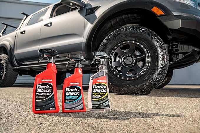 Mothers Back-to-Black High-Gloss Tire Shine, 24 oz. — Maximum Shine, Wet-Look, Long-Lasting Protective Barrier, Superior Durability, Striking Finish, Surface Care Technology (06924)