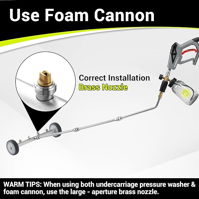 M MINGLE Undercarriage Pressure Washer Attachment, 16 Inch Powerful Under Car Washer with Foam Cannon and Car Wash Mitt, 4000 PSI