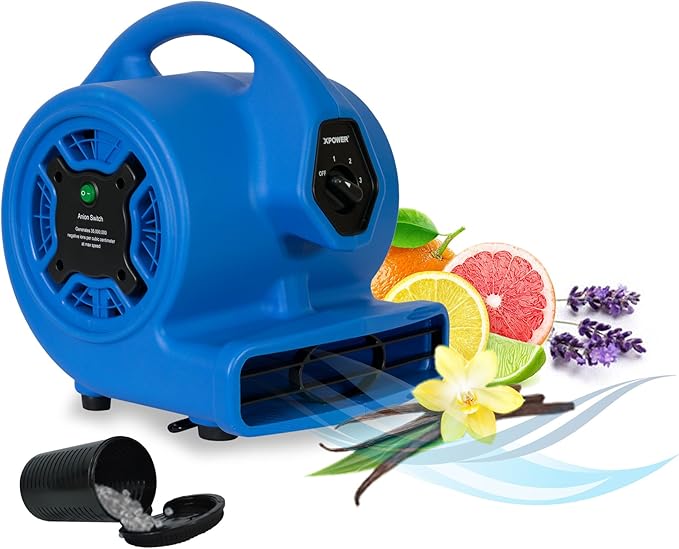 XPOWER P-150N Freshen Aire Scented Air Mover Scent Diffusing Fan + Ionizer for Immediate Scenting, Cooling, Ventilating, & Drying of Large Areas