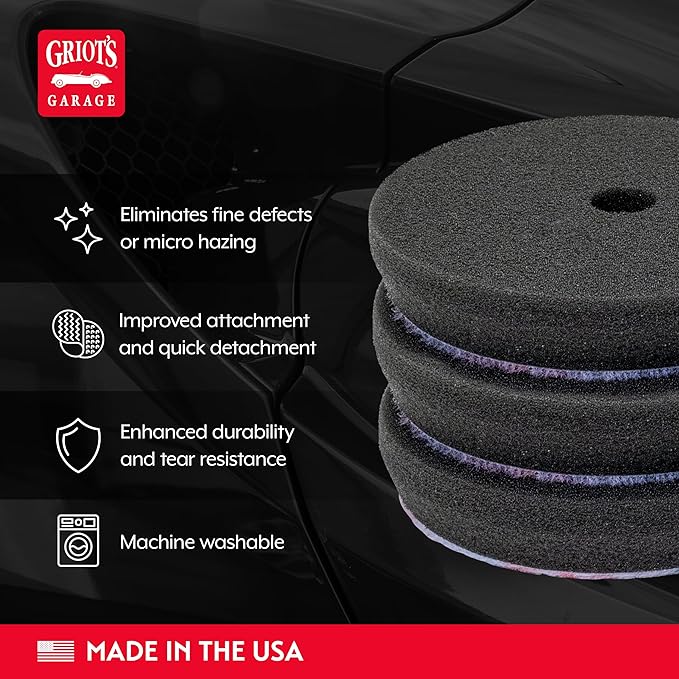 Griot's Garage BOSS 3” Finishing Foam Pads for Car Polishing and Detailing, Buffing Pads for Light Scratch Removal, Auto Wax, and Sealant Application, Set of 3