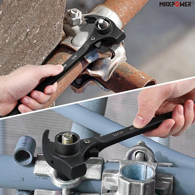 MAXPOWER 13/16" x 3/4" Scaffold Wrench, Spud Ratchet Podger (19 mm x 21 mm)