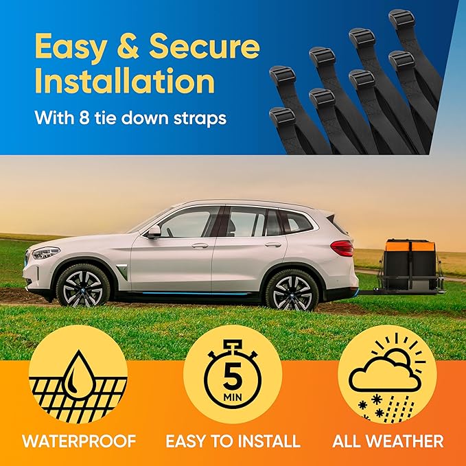 20ft³ Waterproof Hitch Cargo Carrier Bag, Durable PVC Tarpaulin Hitch Mount Cargo Carrier Cargo Box w/a Bonus Lock, Heavy-Duty Straps & Buckles, Easy to Install Vehicle Cargo Carriers