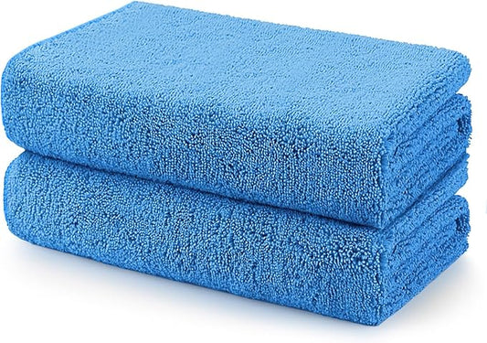 HOMEXCEL Car Drying Towels, 2 Pack Professional Microfiber Towels for Cars, Scratch-Free, Highly Absorbent Drying Towel for Cars, SUVs, RVs, Trucks, and Boats, 31 x 24 inch, Blue