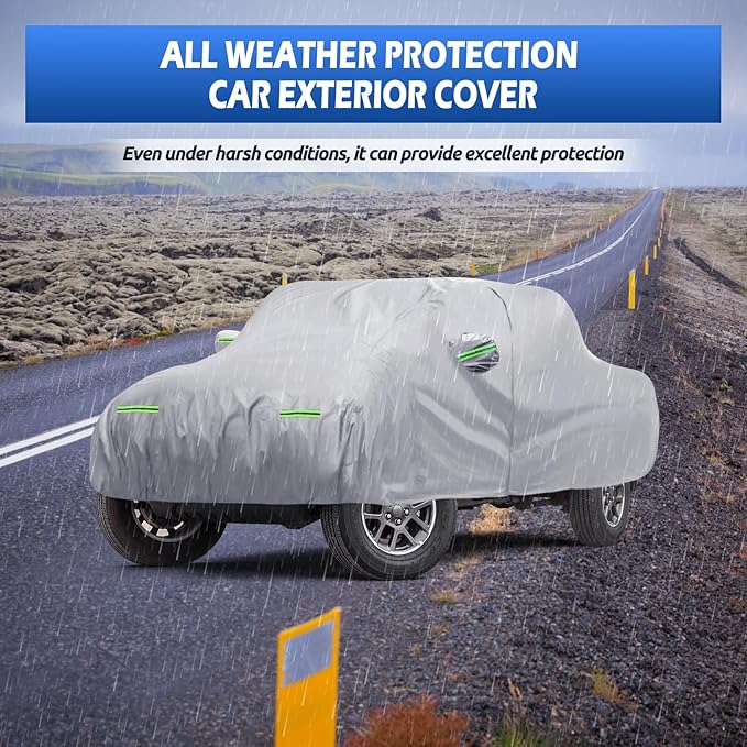Car Cover Fit for Jeep Gladiator 2020-2026, Migaven Waterproof Full Exterior Cover Sun Rain Protection with Door Zipper and Cotton Lining