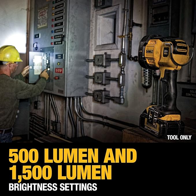 DEWALT 20V MAX LED Work Light, Handheld Spotlight with 508 Yard Distance, Pivoting Head, 1500 Lumens, Cordless, Battery Not Included (DCL043)