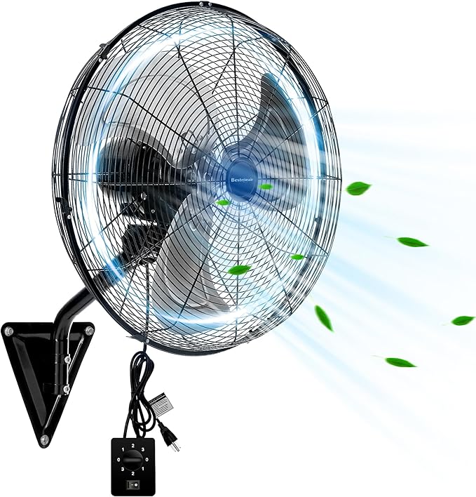 Bestronair Wall Mount Fan Oscillating with 7100CFM, Industrial Heavy Duty Metal 3 Speed Fan, 20 Inch High Velocity Adjustable Tilt, Use for Garage, Workshop, Warehouse, Patio, Factory and Homes