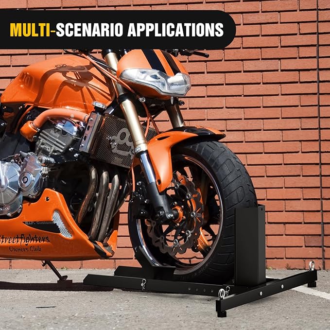 Nilight Adjustable Motorcycle Wheel Chock Stand Heavy Duty 1800lb Capacity Front Tire Stand Chocks for Trailer and Truck Fit for Most Motorcycles Tire Size 15"-22" Wheels
