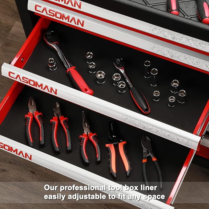 CASOMAN Professional Tool Box Liner and Drawer Liner - 24 inch (Wide) x 24 feet (Long), Non-Slip,Easy Cut, Black