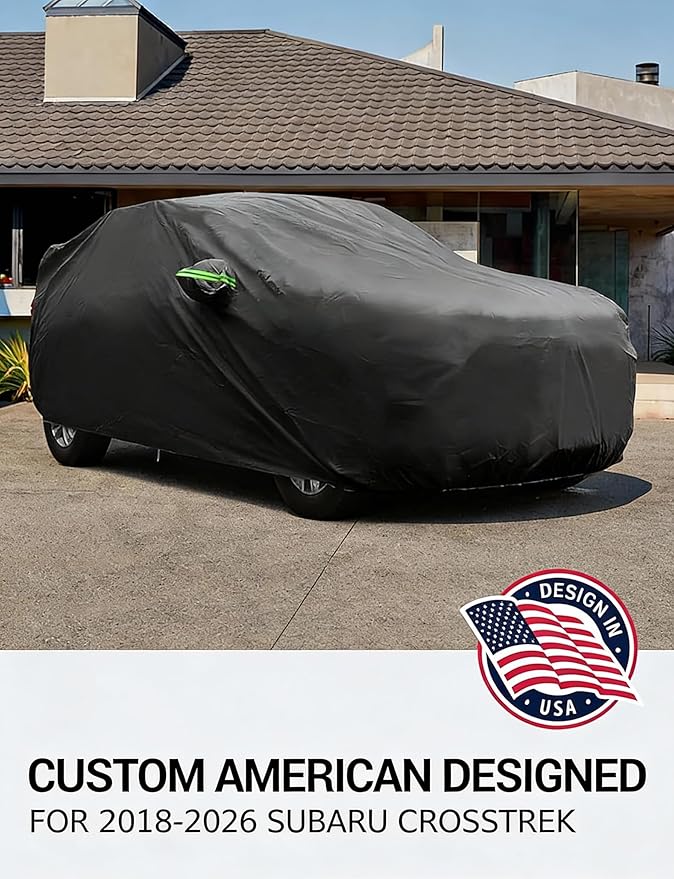 Proadsy Car Cover for Subaru Crosstrek 2018-2024 2025 2026, Waterproof All Weather, Windproof Snowproof Rain Hail Sun UV Protection Full Outdoor Indoor Exterior Car Covers, Black