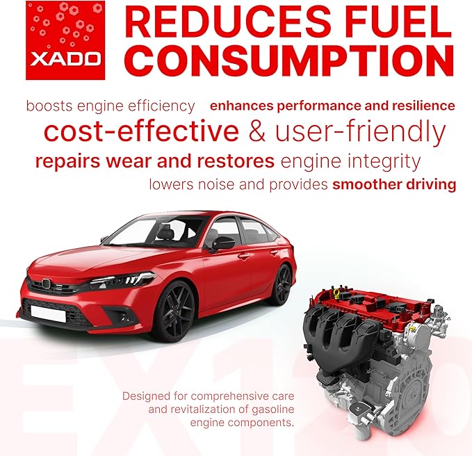 XADO EX120 Motor Oil Additive - Engine Restore - Ceramic-Metal Coating and Revitalizant - Oil Treatment for High Mileage Engines - Restores Worn Metal Parts - for Gas and LPG Vehicles (Syringe 8 ml)