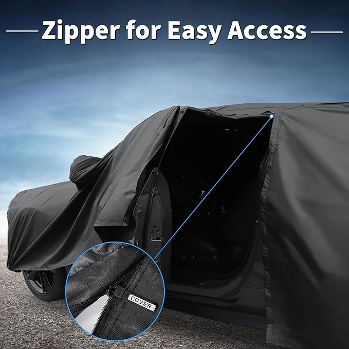 X AUTOHAUX Car Cover for Jeep Grand Cherokee 2002-2025 Aluminum Film Outdoor Waterproof Sun Rain Snow Hail Protection with Driver Door Zipper