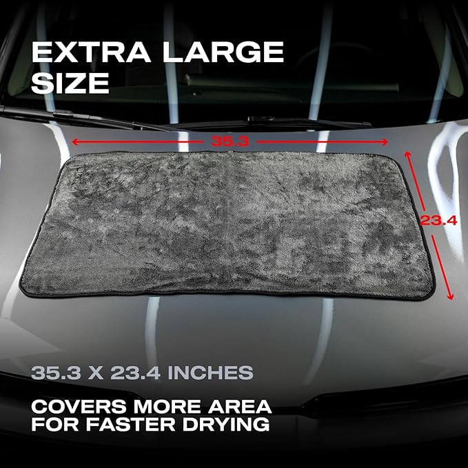 Nasiol Twist Car Drying Towel, Highly Absorbent Quick Dry, Soft Banded Edges - Scratch Free - Double Sided - Safe for Car Paint Microfiber Evo Detailing Towel (35 x 23 inch)