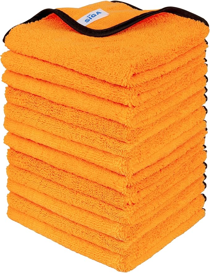 MR.SIGA Professional Premium Microfiber Towels for Cars, Dual-Sided Car Washing and Detailing Towels, Gold, 15.7 x 23.6 inch, 12 Pack