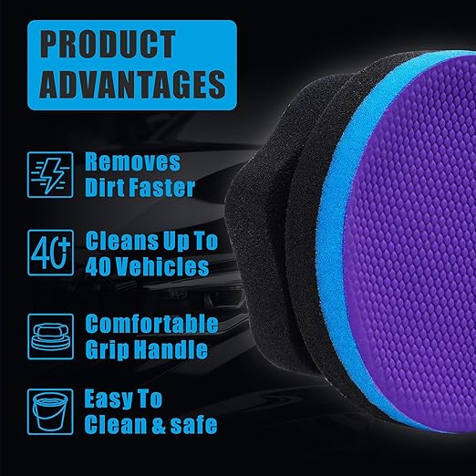 Synthetic Clay, 2-Pack Hand Clay Bar Pad for Car Auto Detailing, Cleansing, Paint Surface Prep Tool for Waxing & Polishing (Blue Purple)