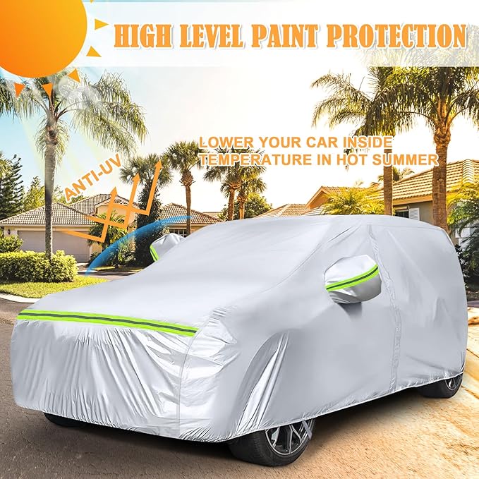 Waterproof Car Covers Replacement for 2019-2025 Mercedes-Benz GLB, 6 Layers Silver All Weather Custom-fit Car Cover with Zipper Door & Windproof Bands for Snow Rain Dust Hail Protection
