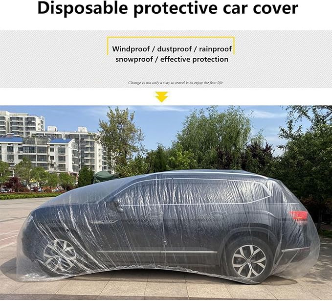 High-Weight Thickened Plastic car Cover, Garage dust Protection, Weatherproof for rain and Snow Outdoors, Size 13Ft x 22Ft, Widened Elastic Band，Universal Protective Accessories for Most Cars