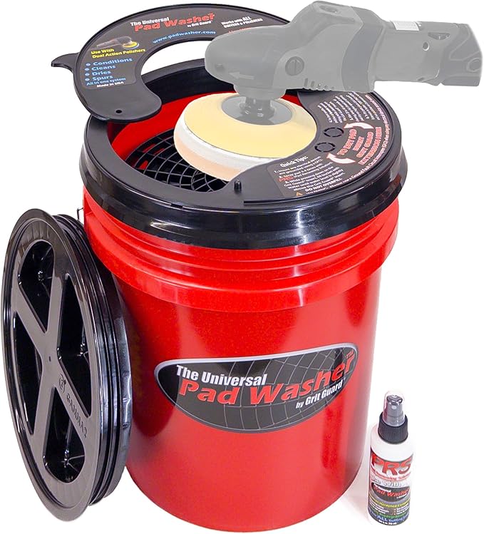 GRIT GUARD Universal Pad Washer Kit - Polishing Pad Cleaner Compatible with Dual Action Rotary and Orbital Polisher Foam, Wool, Microfiber, Felt Disc