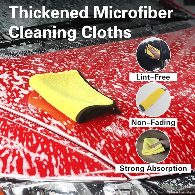 Microfiber Cleaning Cloth for Car,800GSM Thick Micro Fiber Towel Dish Cloths Cleaning Rags for Washing Dishes 12" x 16",Quickie Car Glass Drying Towels Detailing (3Pack)