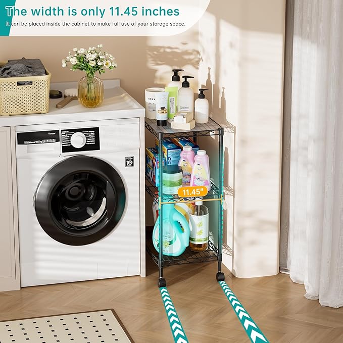 SINGAYE Shelf Closet Wire Shelving：Adjustable Metal Unit for Laundry Room Organization Bathroom Kitchen Home Storage with Wheels Small Pantry Rack Shelves