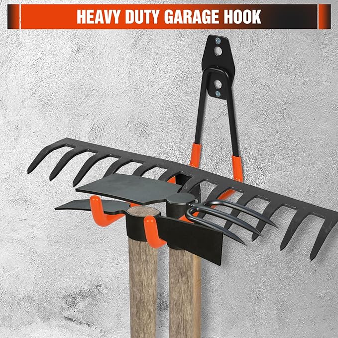 TVKB Garage Hooks Ladder Hooks for Hanging Heavy Duty Garage Organizer Wall Mount Metal Garage Storage Organization Tool Hanger Utility Rack for Garage Wall, Shed, Garden, Workshop