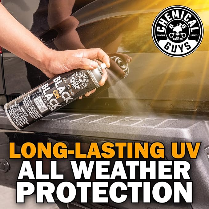 Chemical Guys AIR_SPRAY_1 Black On Black Instant Trim Shine Exterior Spray Dressing & Protectant, (Safe for Cars, Trucks, SUVs, RVs, & More) 11 fl oz