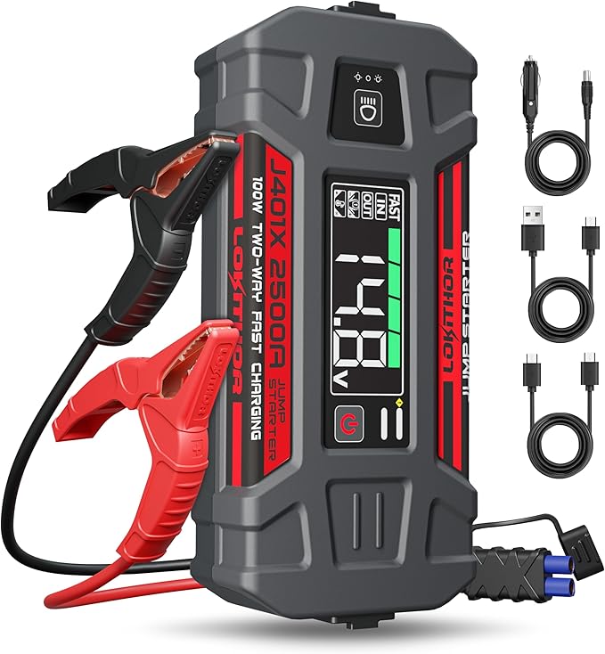 LOKITHOR J401X Jump Starter, -40℉ Auto-Heating Tech, 2500A 12V Battery Jumper Starter Portable, Lithium Car Battery Booster Pack (8.5L Gas/6.5L Diesel), Jump Box with 100W Fast Charging, LED Light