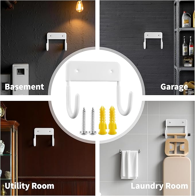 COKUMA Ironing Board Holder, Sturdy and Space-Saving Ironing Board Hanger Wall Mount Suit for Most Iron Board and Step Ladder in Laundry Room, Garage and Storage Room