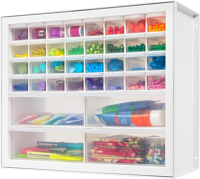 IRIS USA Small Parts Storage Cabinet, Made in USA, 36-Drawer Organizer for Screws, Nuts & Bolts, Electronics, Hardware, Beads, Crafts, Scrapbook Art Hobby, Teacher Toolbox, Garage Storage – White